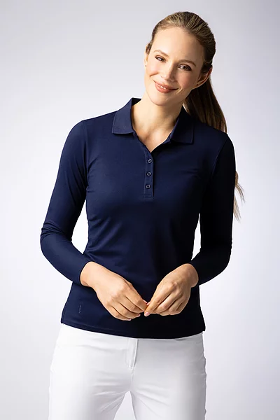 Ladies Long Sleeve Performance Pique Golf Polo Shirt